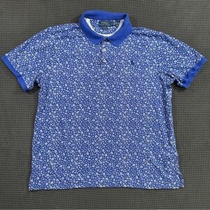 Polo Ralph Lauren Blue Floral Polo Shirt Classic Fit Mens Size Large
